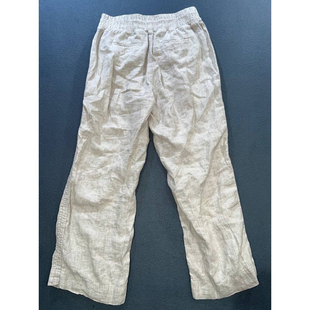 Quince 100% Linen Wide Leg Pants Tan Elastic Waist Large A009927 - Picture 8 of 9